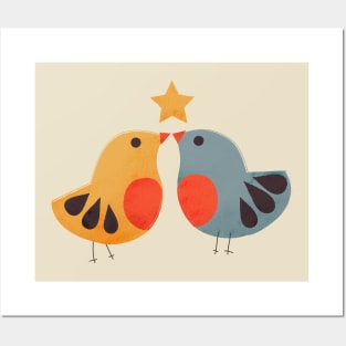 Festive cute birds Posters and Art